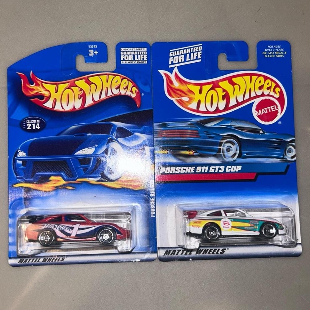 Vintage Hot Wheels Posche 911 GT3 Cup 2 Diecast Car Bundle Rare